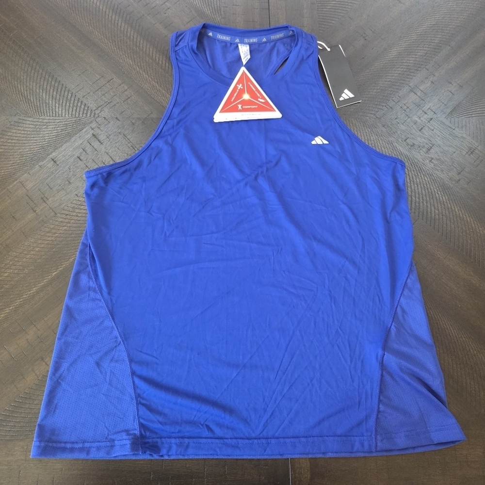 Adidas Women's Lucid Blue Training Tank Top Large IX9414 New Aeroready Running